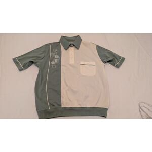 Vintage Windham Pointe Hawaiian Print Collared Pullover Blue Shirt Size S